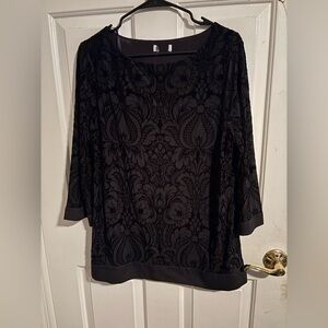 Unbranded Black Long Sleeve Floral Top